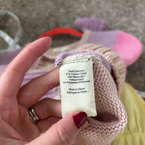 LoveShackFancy Girl’s Colorblock Knit Sweater Star Pink Sz 8-9Y Pastel Purple - Picture 12 of 15